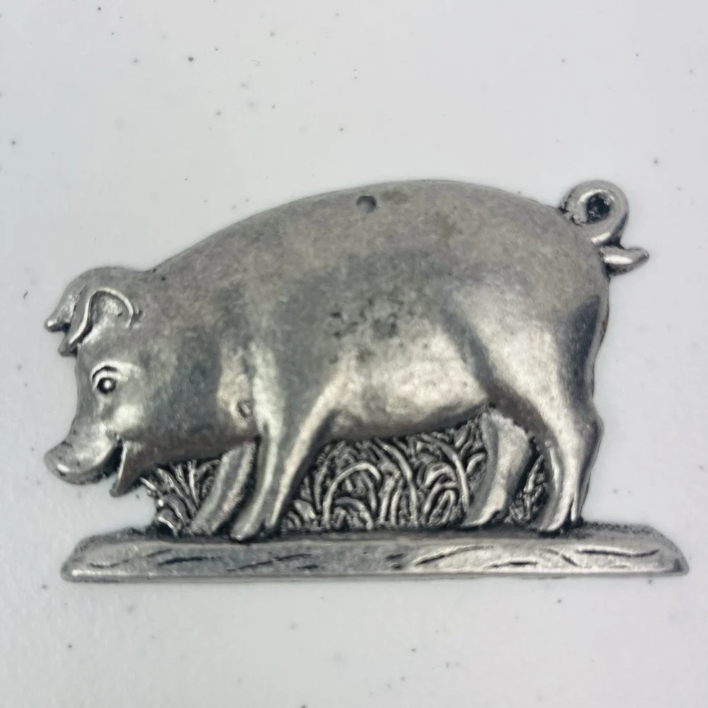 Pewter Pig Ornament Holiday Farm Animal Decoration Gift USA Made Lead Free 4